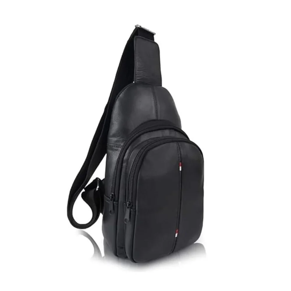 Black Leather Chest Bag
